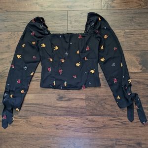 NWT Cute Fruit Top with Puff Sleeve with Ties Very Small Sz L